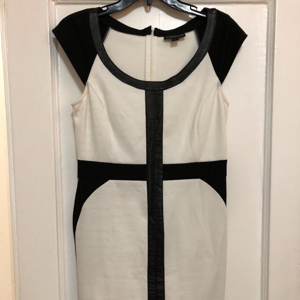Rampage B&W Dress with faux leather piping